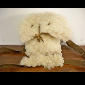 Vintage Handmade Shearling Sheepskin Leather Cross Body Shoulder Purse Handbag